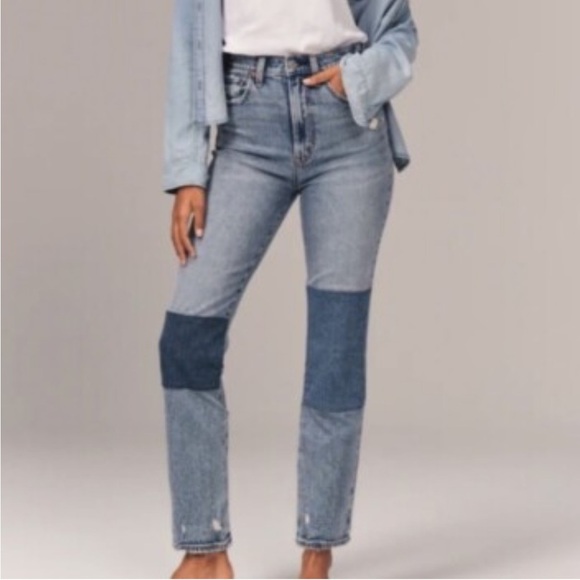 Abercrombie & Fitch The Ankle Straight Patchwork Jean Size 28 / 6 Short - Picture 1 of 7